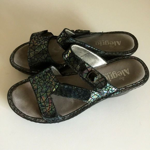 Alegria Loti tectonic Sandal Wedge Slide Slip On 8 - Picture 4 of 7